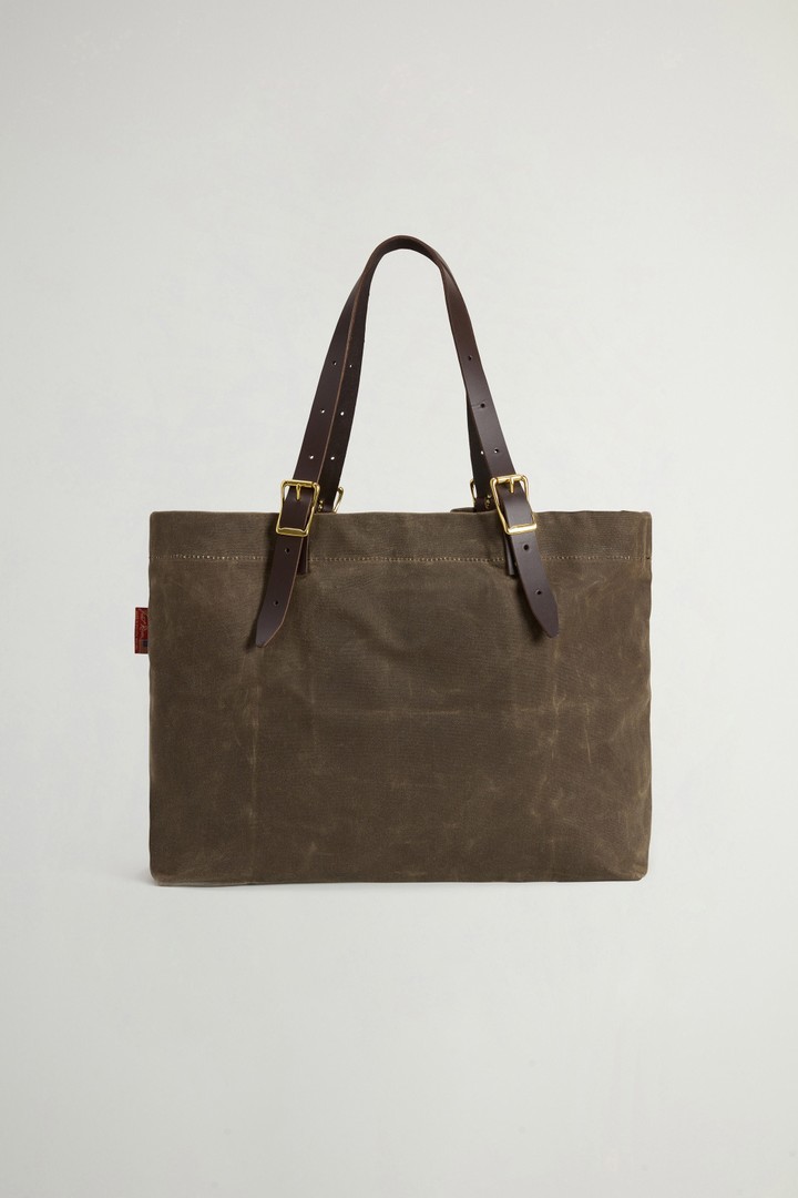 Bazaar Tote Bag in Waxed Pure Cotton Green photo 4 | Woolrich