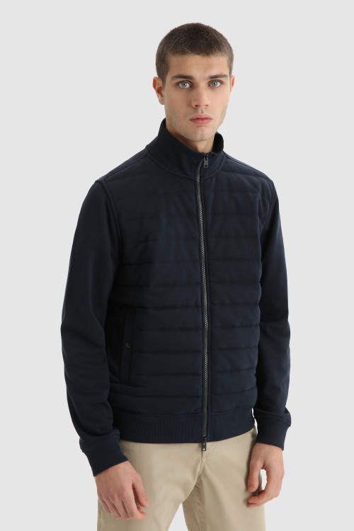 Sudadera con cremallera completa y acolchado frontal azul | Woolrich
