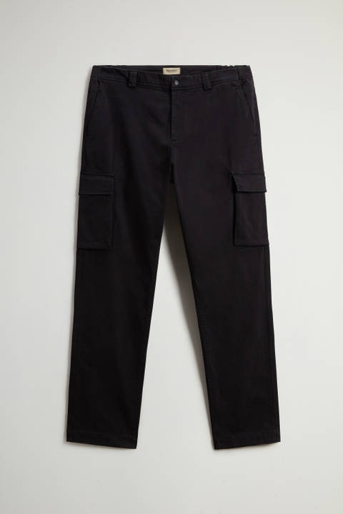 Garment-dyed Cargo Pants in Stretch Cotton Black | Woolrich