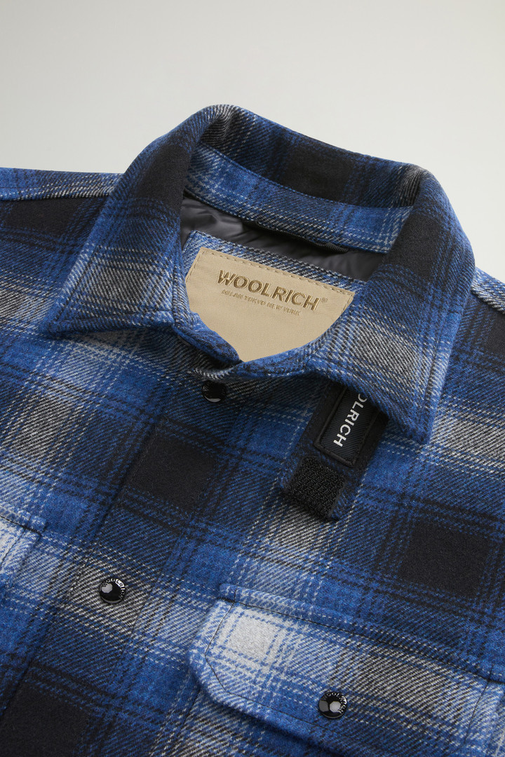 Alaskan Padded Overshirt in Checked Italian Wool Blend Blue photo 6 | Woolrich