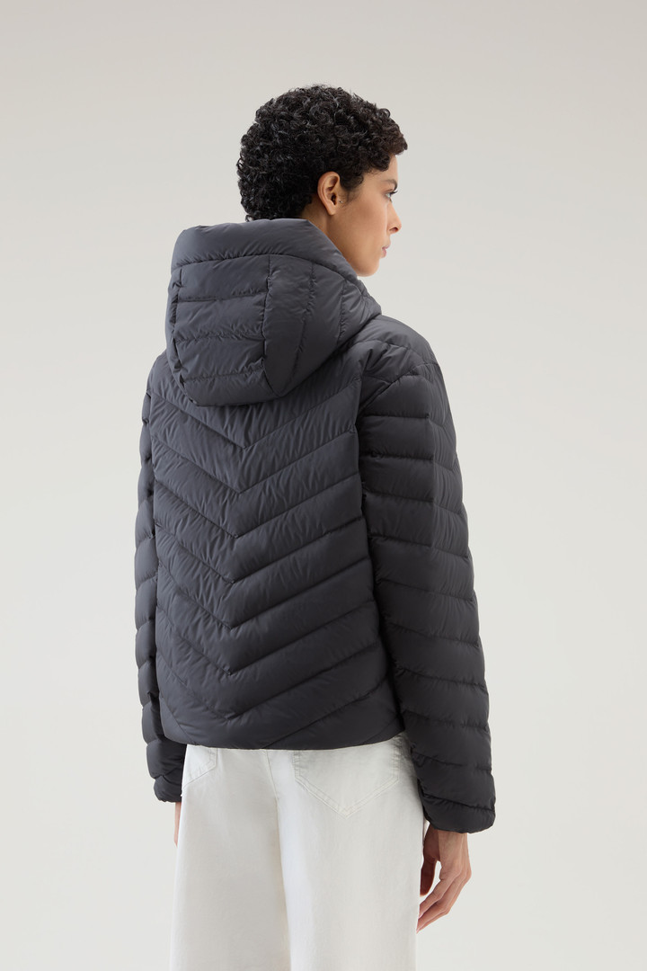 Microfibre Jacket with Chevron Quilting and Hood Black photo 3 | Woolrich