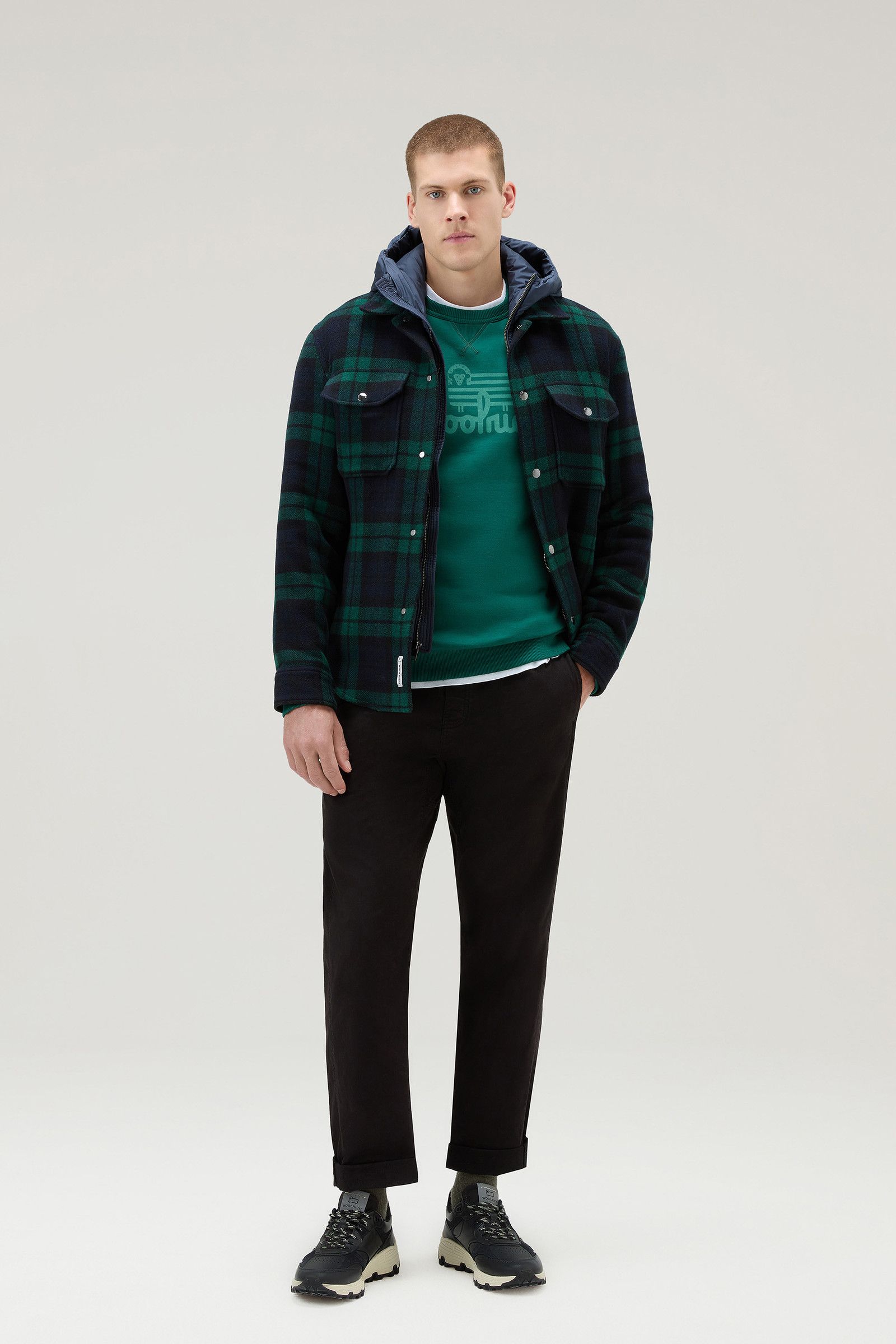 Pullover aus reiner Baumwolle mit Rundhalsausschnitt grün photo 2 | Woolrich