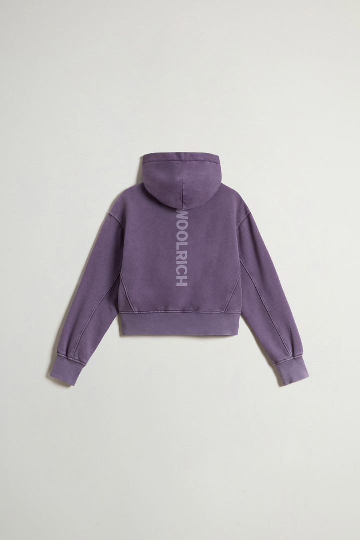 Felpa crop con cappuccio da ragazza in puro cotone tinta in capo Viola photo 6 | Woolrich