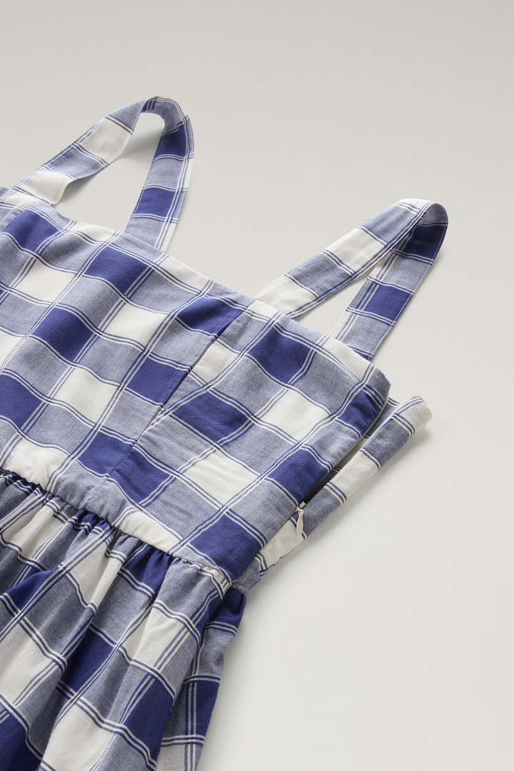Long Dress in Pure Cotton Checked Voile Blue photo 7 | Woolrich