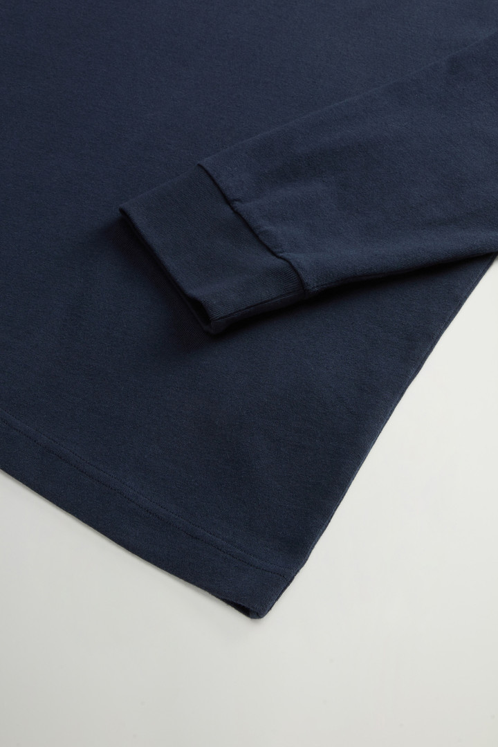 Pure Cotton Long-Sleeved T-Shirt with Embroidered Logo Blue photo 7 | Woolrich