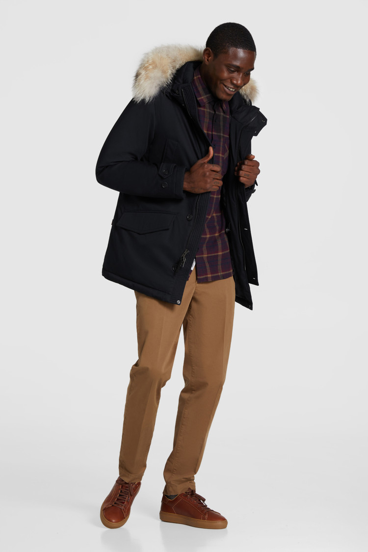 Parka à col montant en coton laminé
