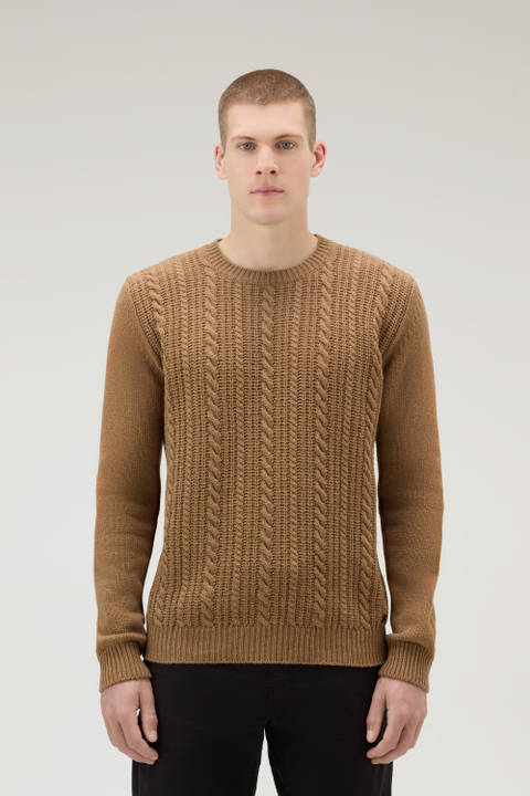 Crewneck Sweater in Wool Blend Brown | Woolrich