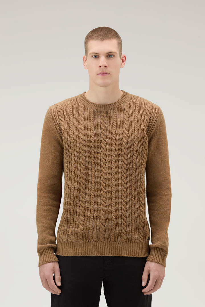 Crewneck Sweater in Wool Blend - Men - Brown