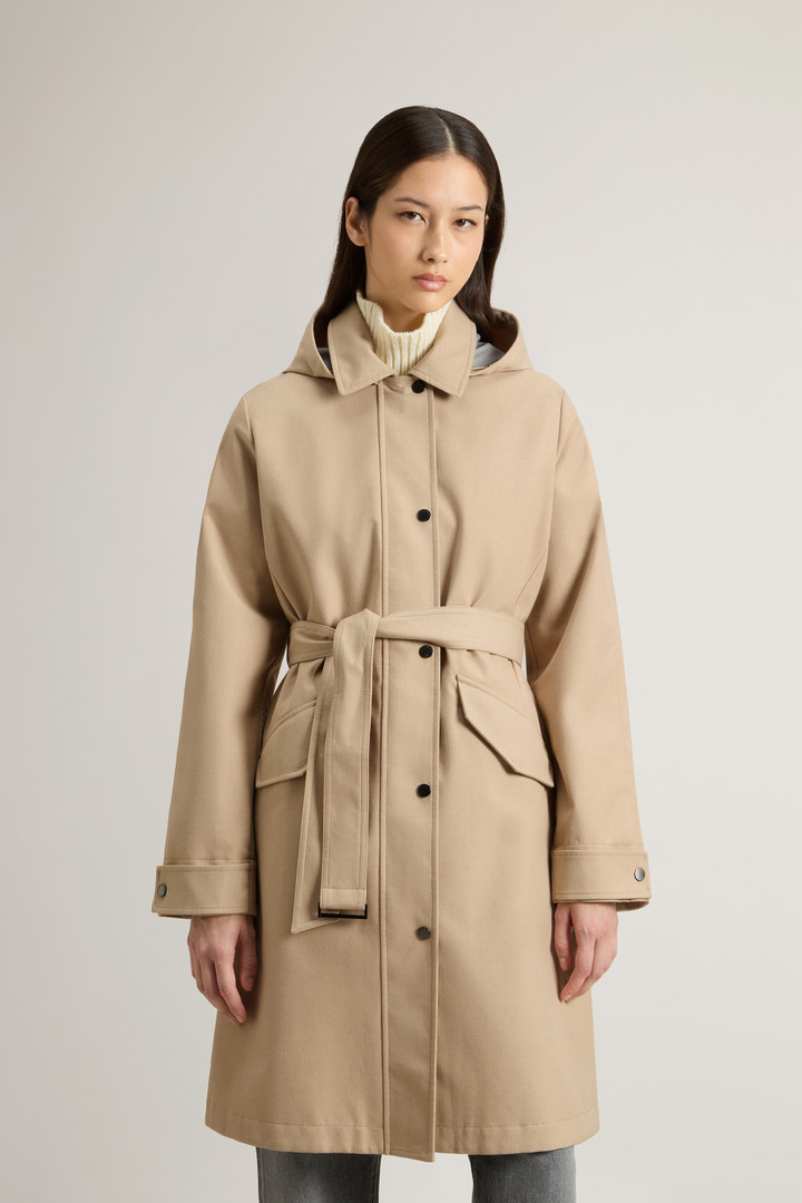 Yarn-Dyed Trench Coat in Three-Layer Fabric with Hood Beige photo 1 | Woolrich
