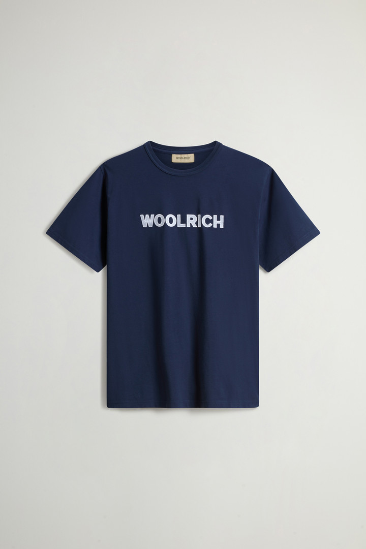 Pure Cotton T-Shirt with Embroidered Logo Blue photo 5 | Woolrich