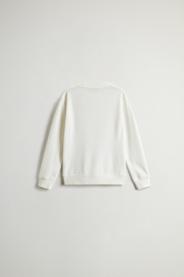 Boys’ Garment-Dyed Pure Cotton Crewneck Sweatshirt White photo 2 | Woolrich