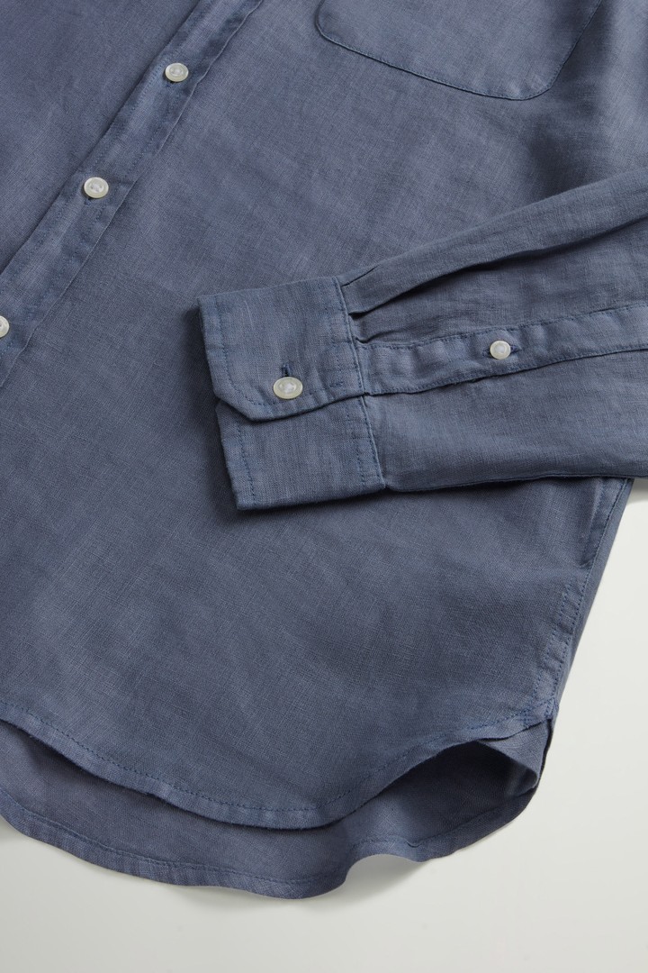 BAND COLLAR LINEN SHIRT Blue photo 7 | Woolrich