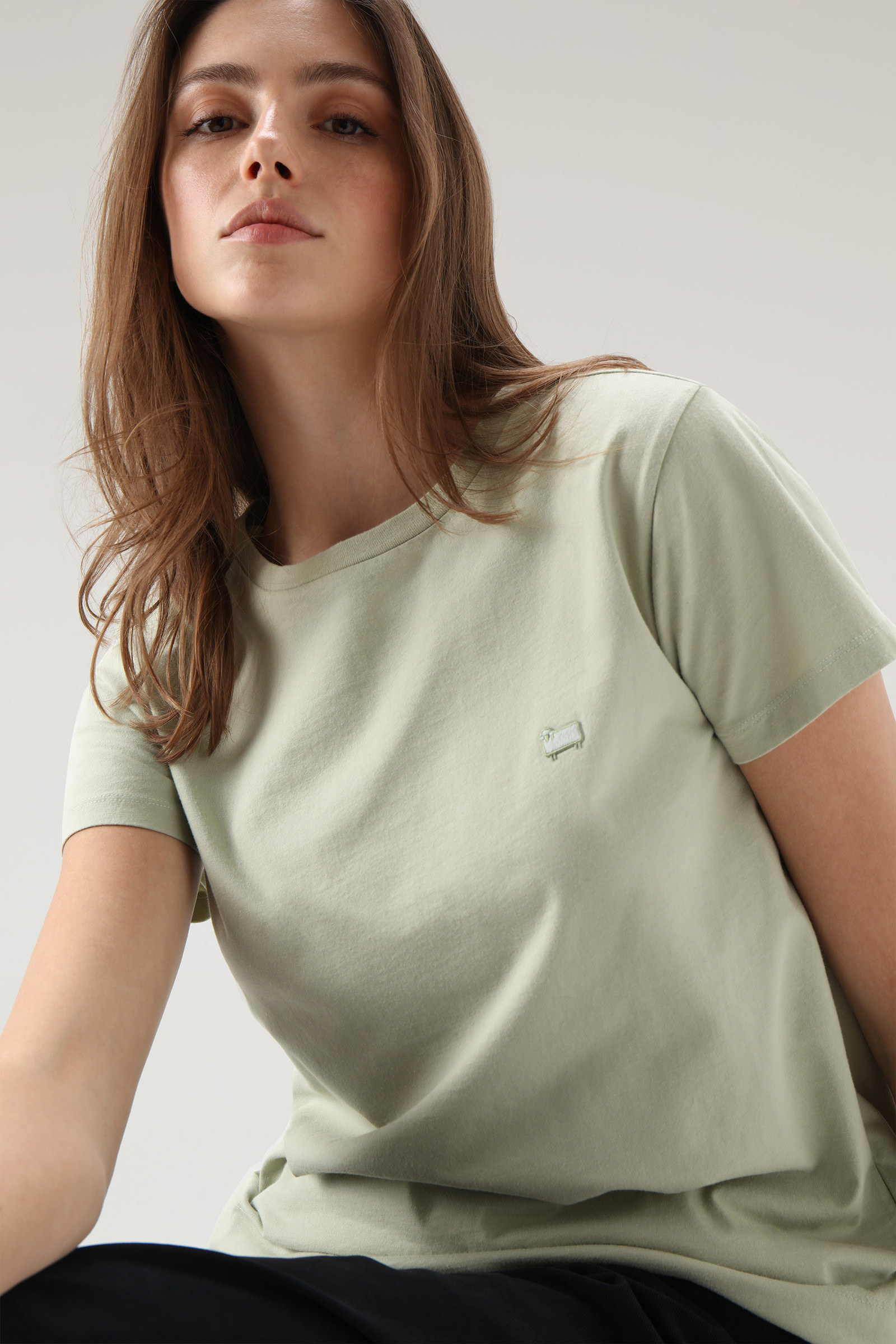 T-shirt en coton avec logo vert photo 4 | Woolrich