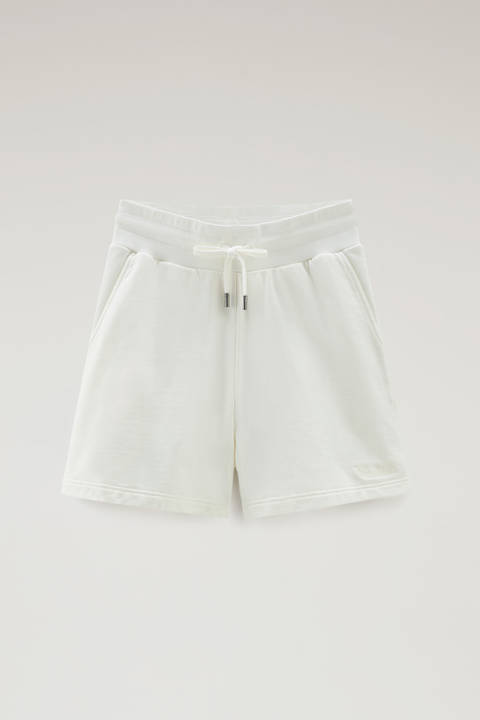 Bermuda Sports Shorts in Pure Cotton Fleece with Drawstring White photo 2 | Woolrich