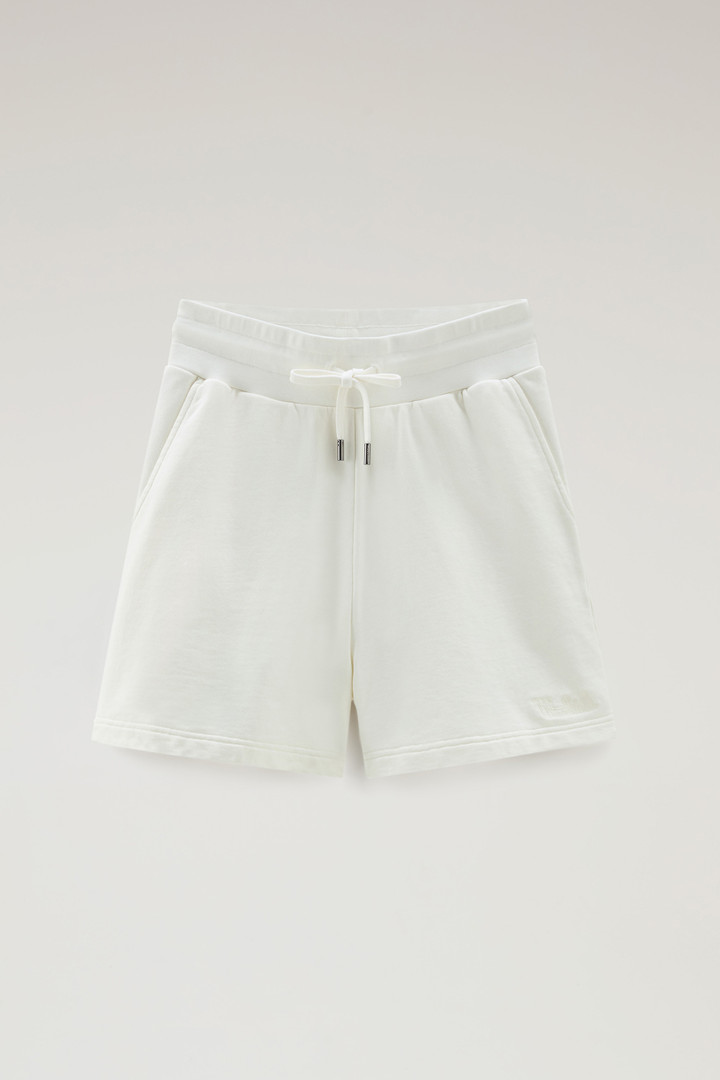 Bermuda Sports Shorts in Pure Cotton Fleece with Drawstring White photo 4 | Woolrich