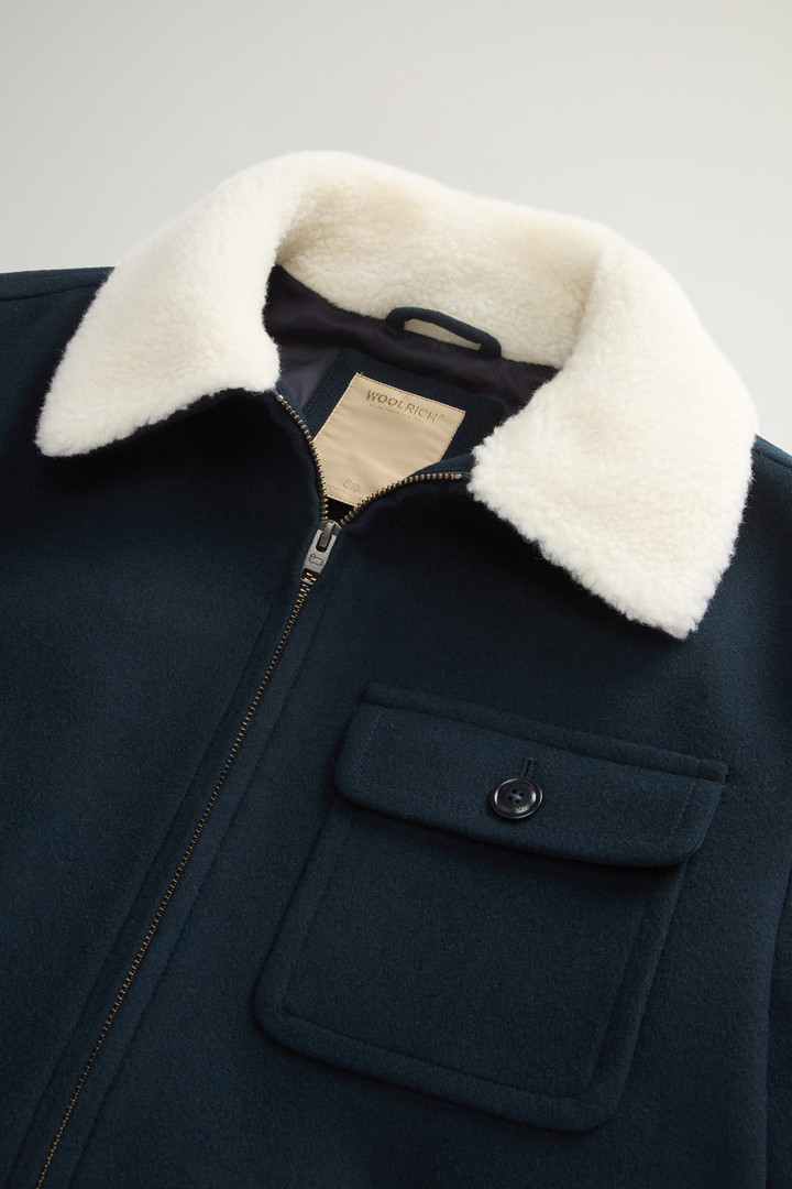 Jacket in Melton Virgin Wool Blend Blue photo 6 | Woolrich