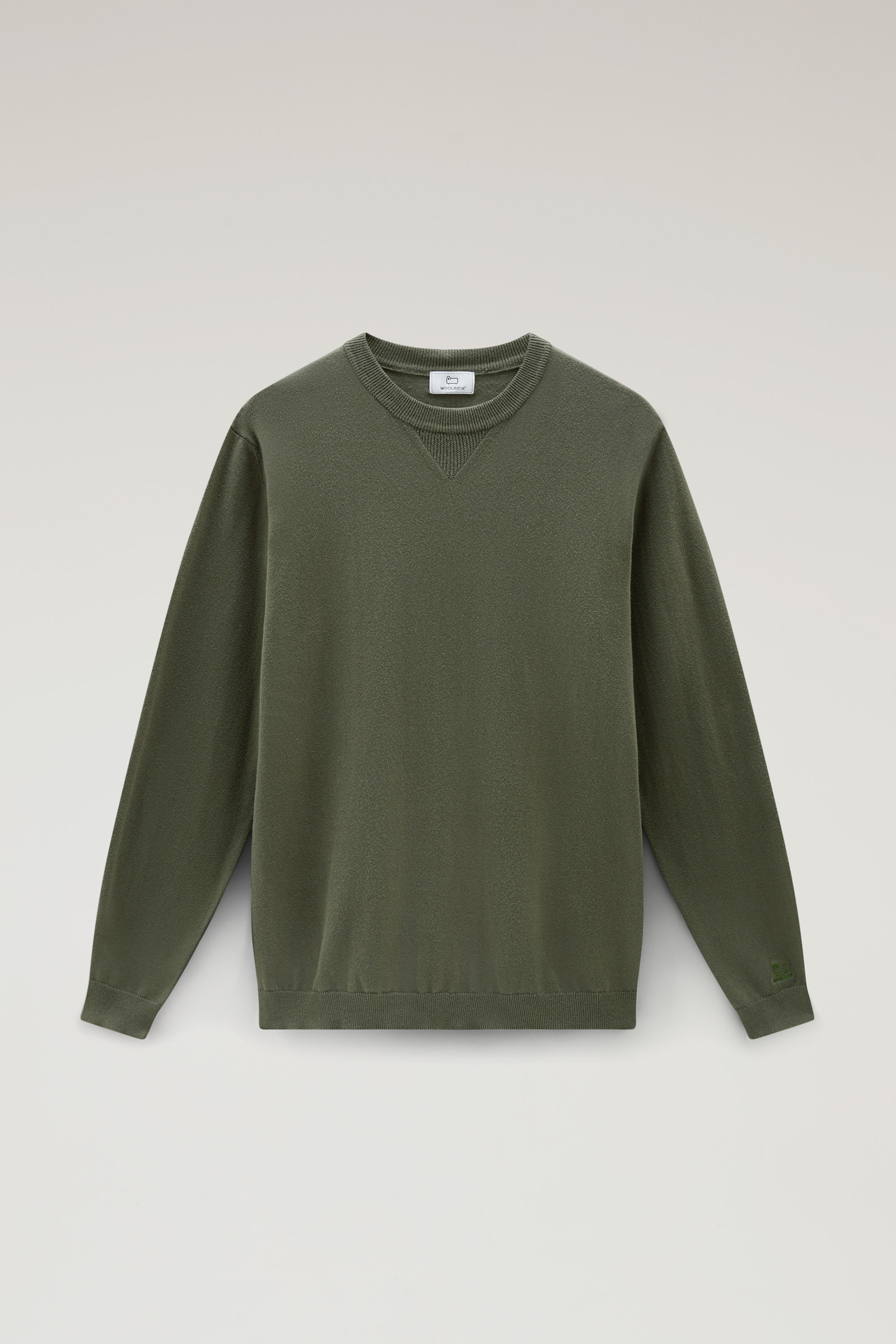 Men's Pure Cotton Crewneck Sweater Green | Woolrich USA
