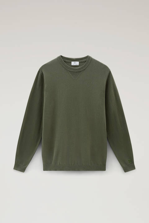 Pure Cotton Crewneck Sweater Green photo 2 | Woolrich