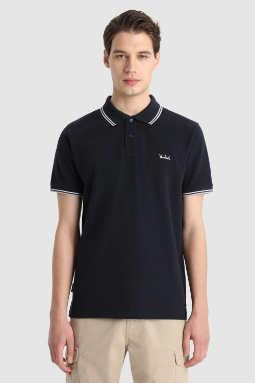 Monterey Polo Shirt in Stretch Cotton Piquet Blue | Woolrich