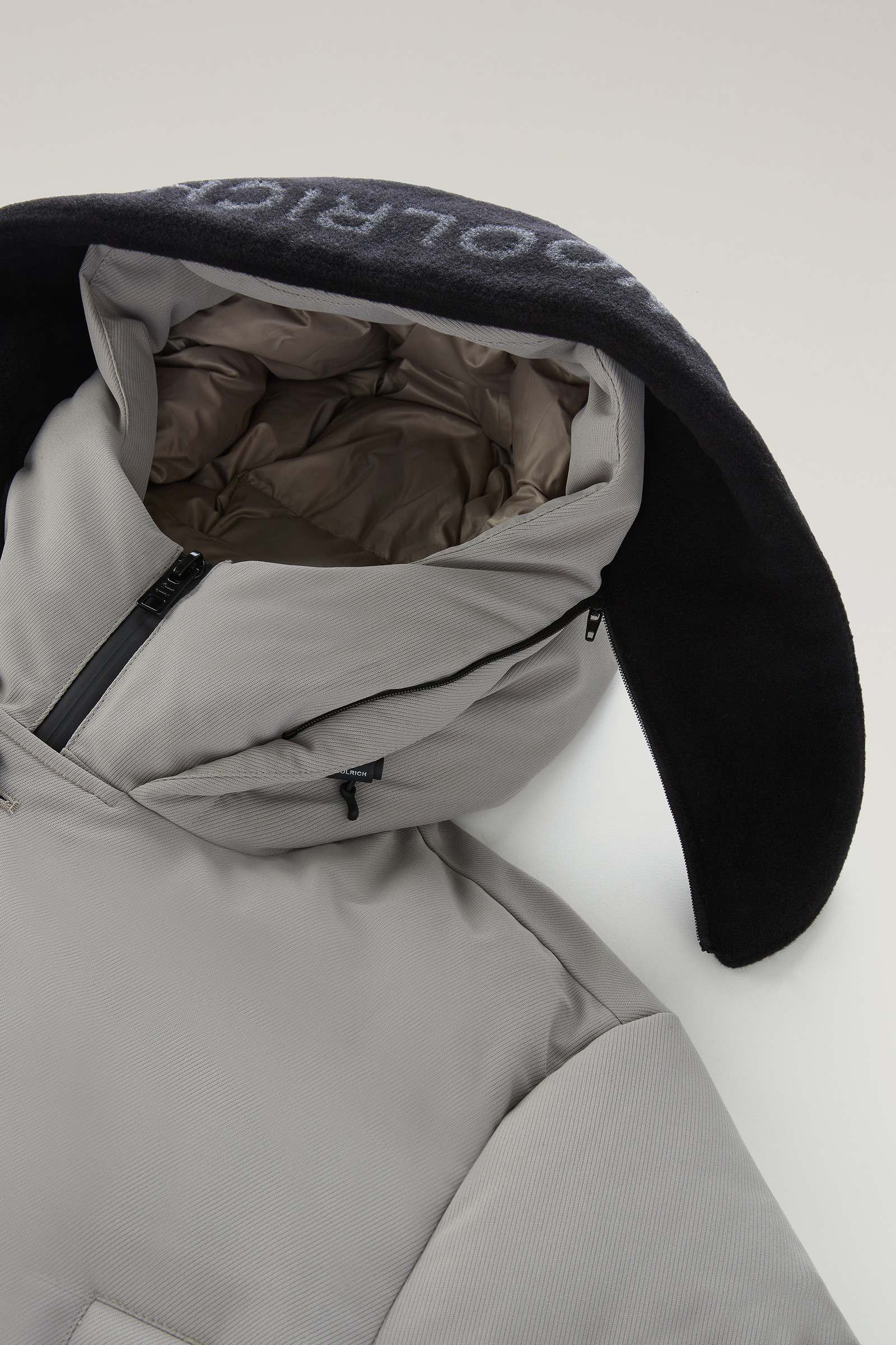 Parka de sarga de poliéster con visera desmontable de lana marrón photo 8 | Woolrich