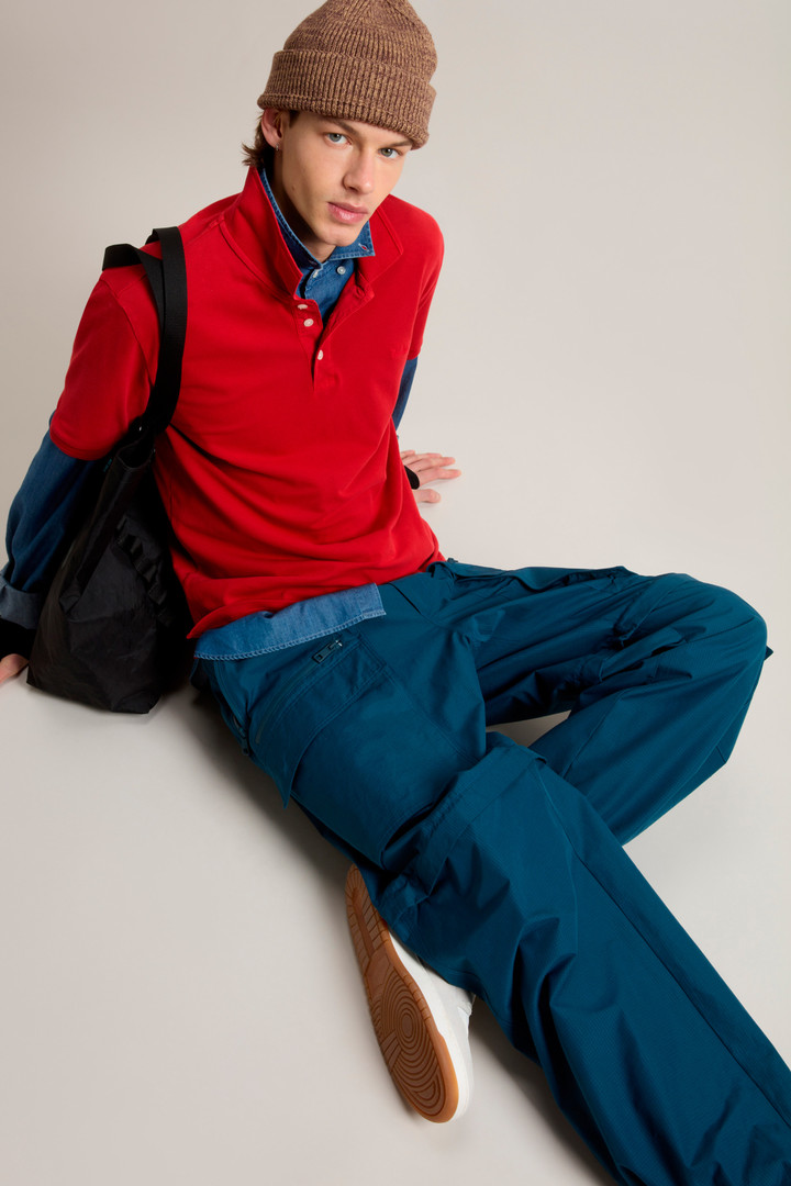 Garment-Dyed Mackinack Polo in Stretch Cotton Piquet Red photo 9 | Woolrich