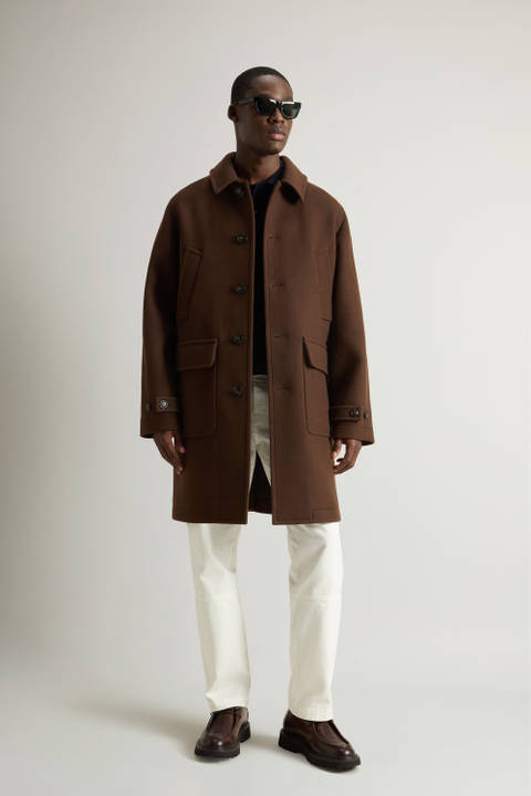 Melton Virgin Wool Blend Coat Brown | Woolrich