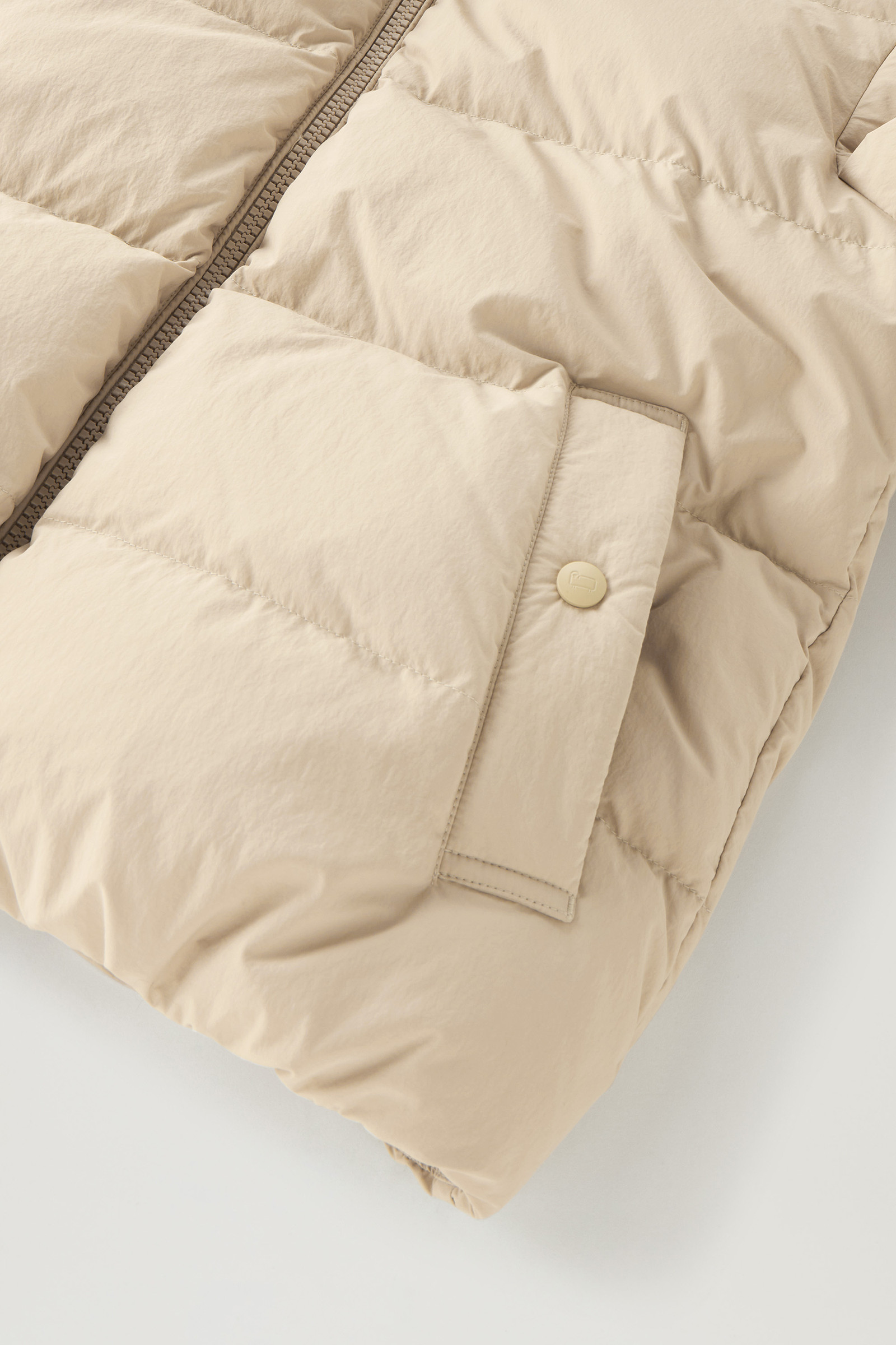 Quilted Down Jacket in Eco Taslan Nylon with Detachable Hood Beige photo 9 | Woolrich