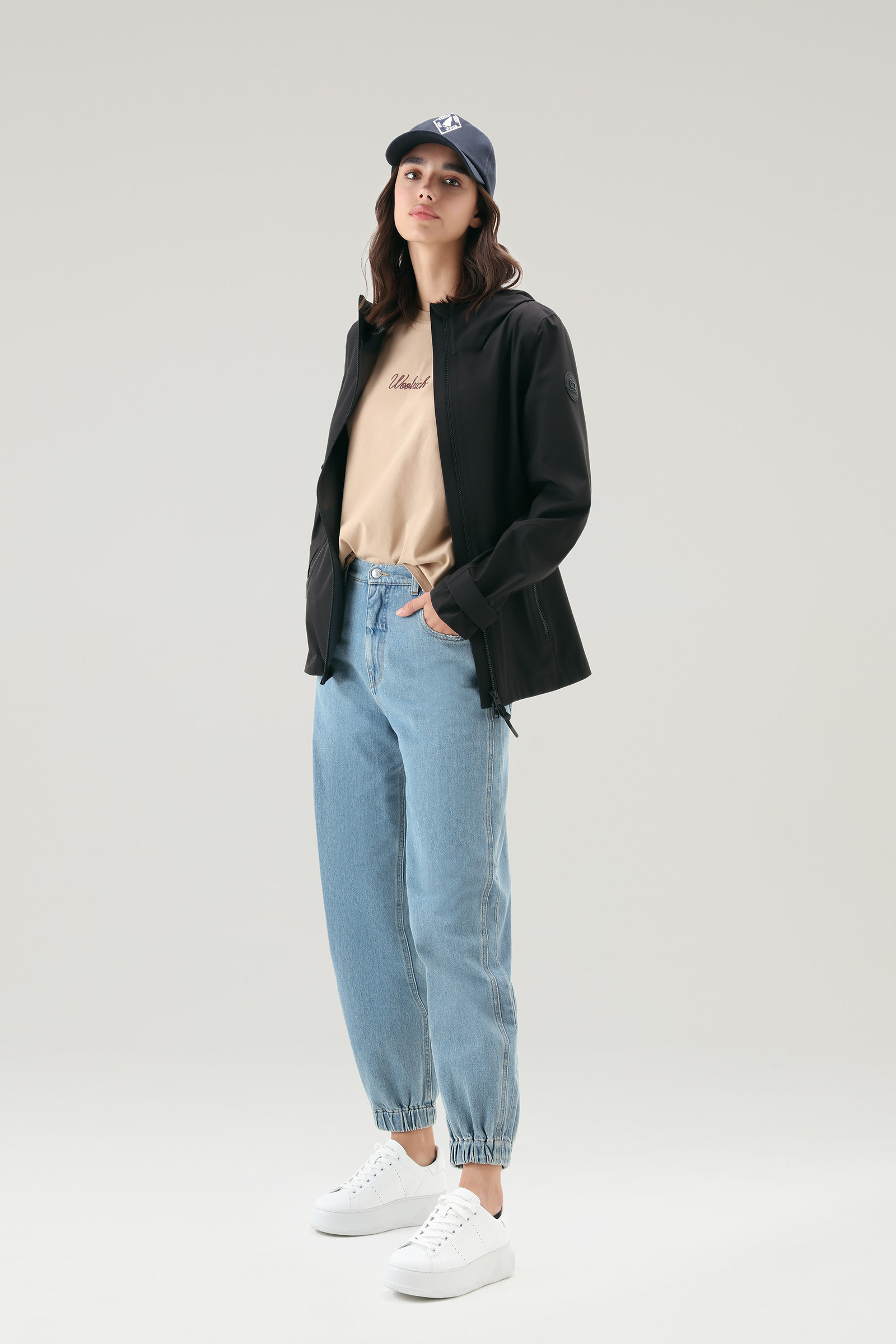 T-shirt in puro cotone con pieghe sulle spalle beige photo 2 | Woolrich