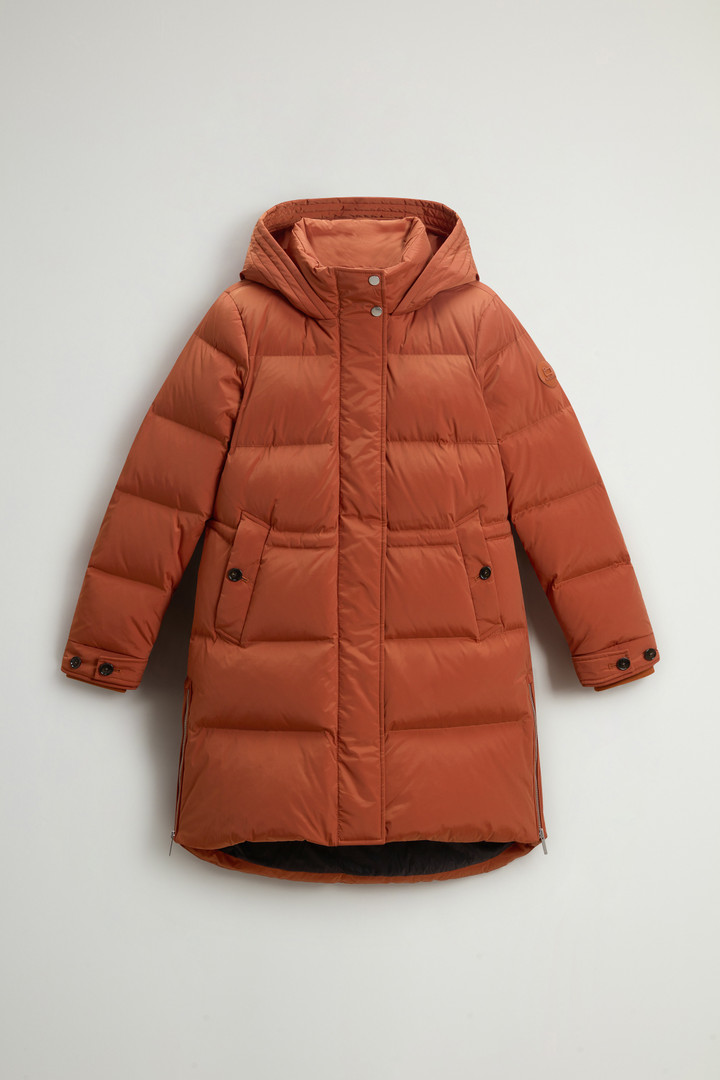 Hooded Alsea Down Jacket in Stretch Nylon Brown photo 5 | Woolrich