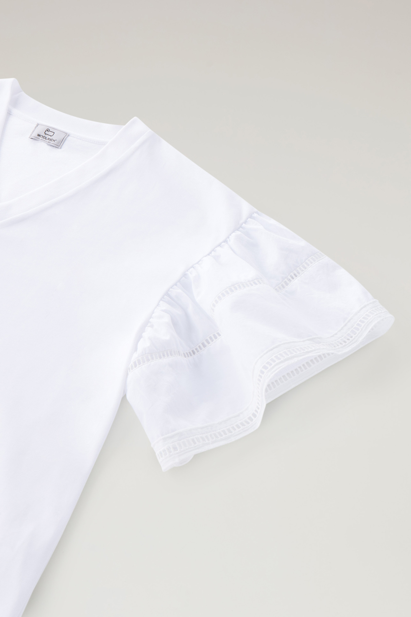 Lakeside T-shirt in Pure Cotton with Puff Sleeves White photo 7 | Woolrich