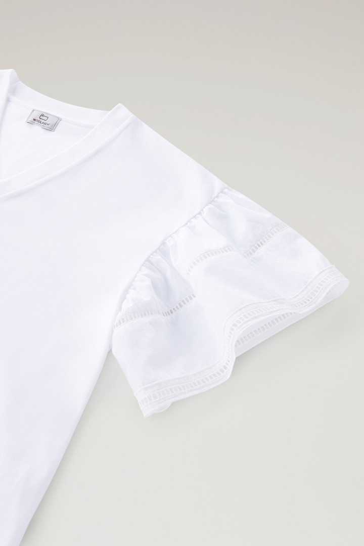 Lakeside T-shirt van puur katoen met pofmouwen Wit photo 7 | Woolrich