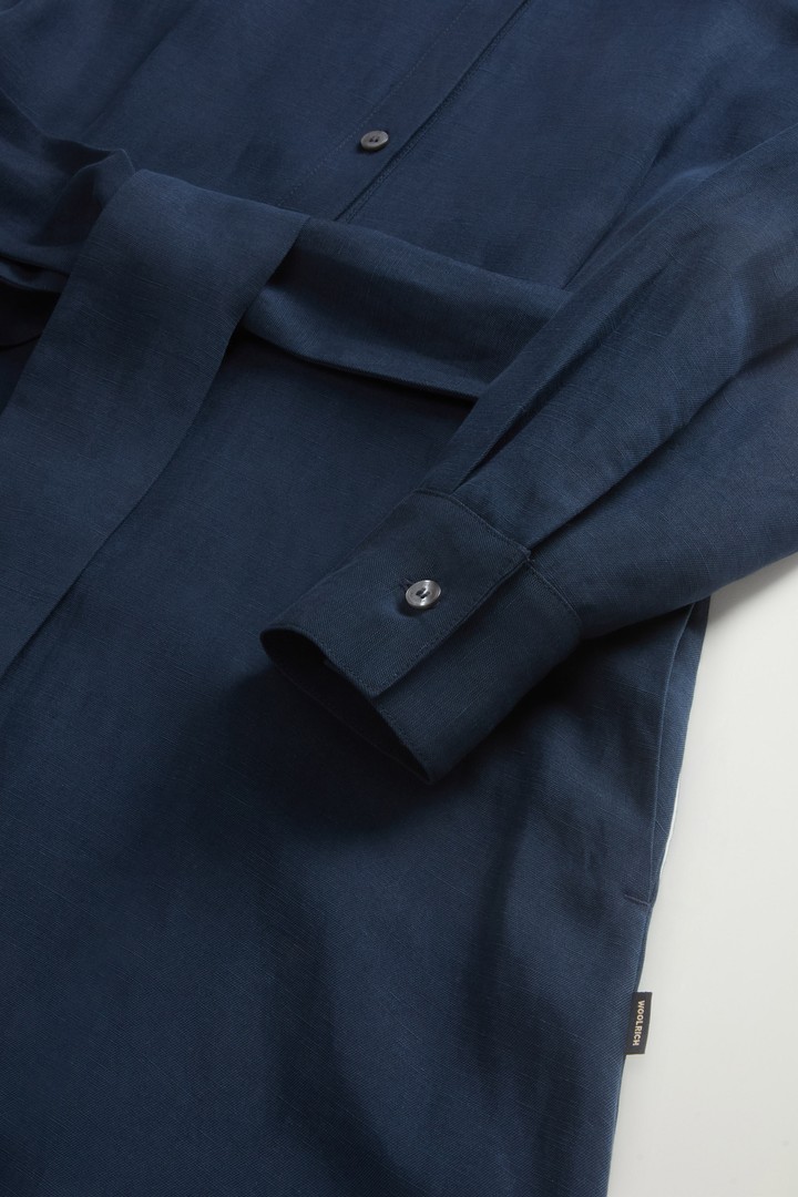 Shirt Dress in Linen Blend with Belt Blue photo 7 | Woolrich