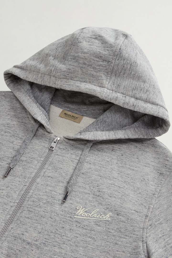 Full-zip Hoodie in Pure Cotton Mouliné Gray photo 2 | Woolrich