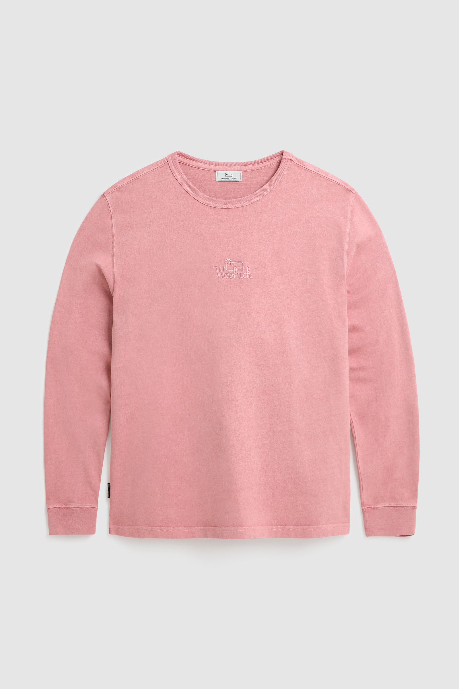 Long-Sleeve T-Shirt in Garment-Dyed Cotton Pink photo 4 | Woolrich
