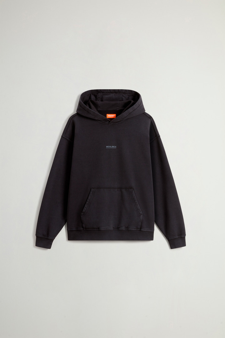 Teen Boys’ Garment-Dyed Pure Cotton Hoodie with Rear Print Black photo 1 | Woolrich