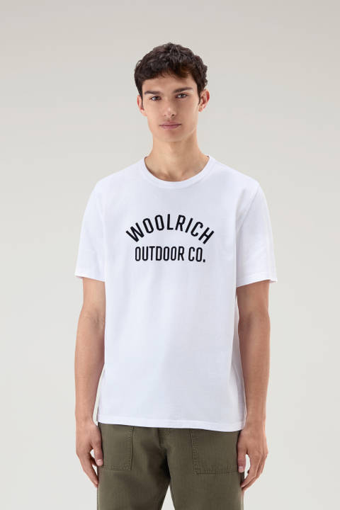 T-Shirt in Pure Cotton with Text White | Woolrich