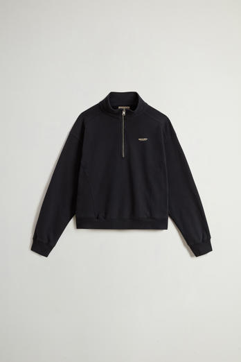 Sudadera con cuello alto de puro algodón Negro | Woolrich