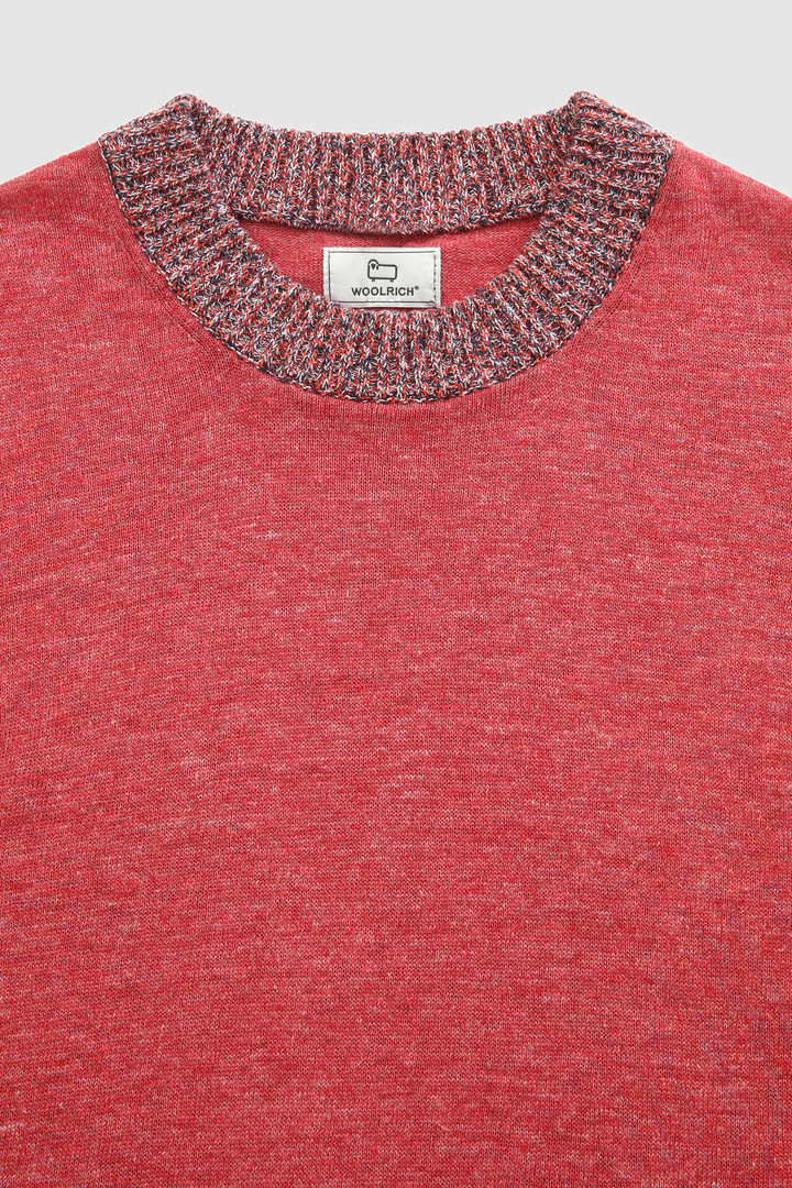 Haut en pur lin avec col côtelé rouge photo 5 | Woolrich