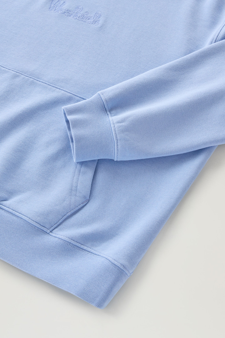 Sweat-shirt en pur coton à capuche et logo brodé Bleu photo 7 | Woolrich