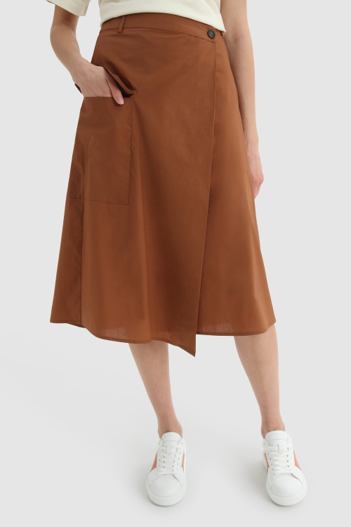 Wrap Skirt in Cotton Poplin Brown | Woolrich