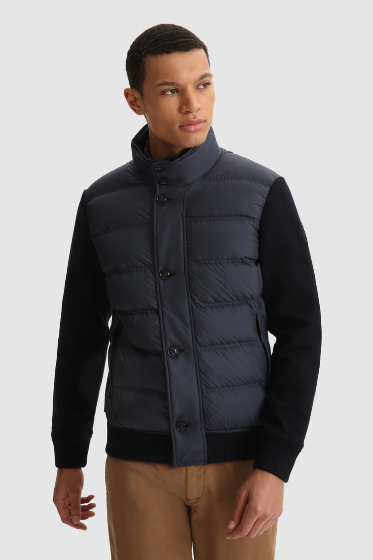 Sweater met volledige rits, gewatteerd en met gebreide mouwen