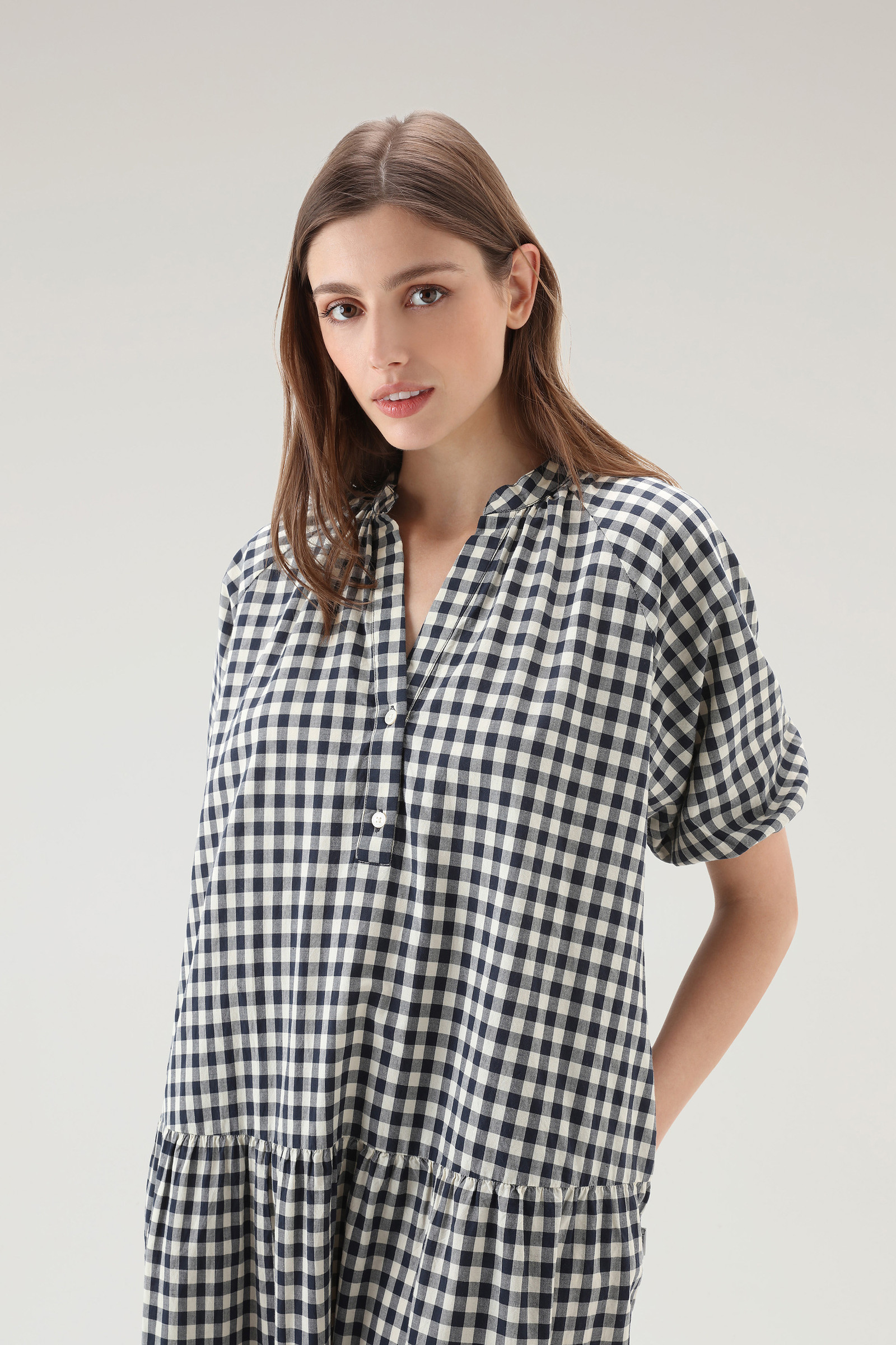 Check Dress in Pure Cotton with Ruffles Blue photo 4 | Woolrich