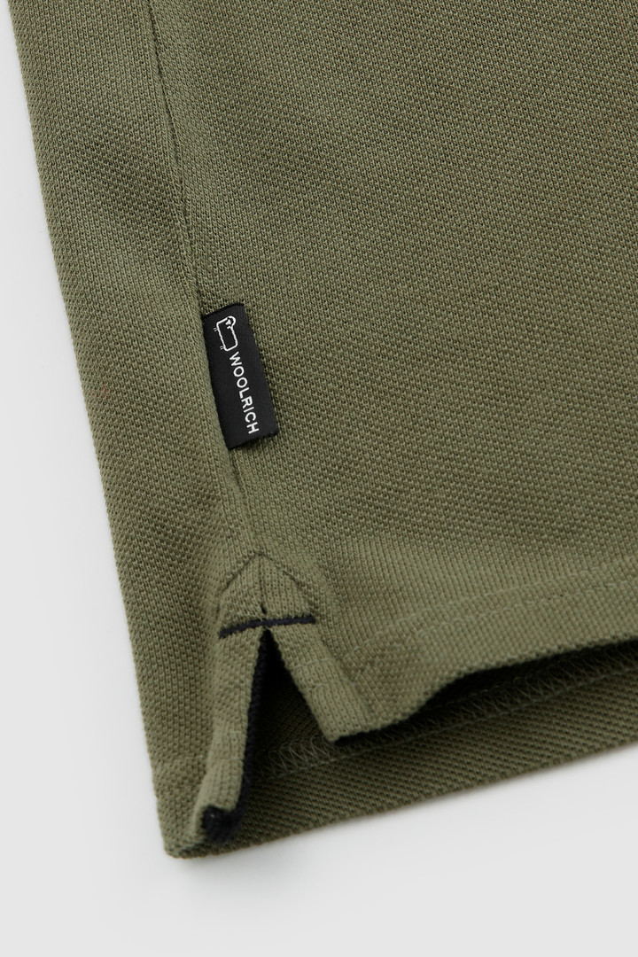Polo in puro cotone con logo vintage sul colletto verde photo 6 | Woolrich