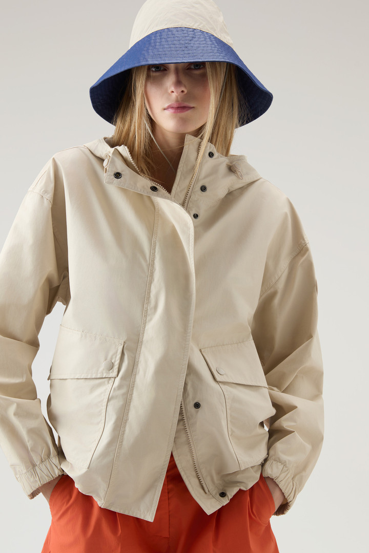 Waxed Jacket in Cotton Nylon Blend with Hood Beige photo 4 | Woolrich