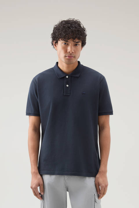 Piquet Polo Shirt in Pure Cotton Blue | Woolrich