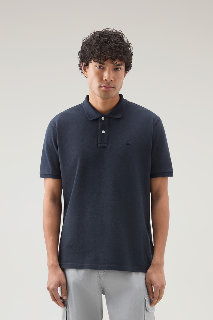 Polo-Shirt aus Piqué aus reiner Baumwolle Blau photo 1 | Woolrich
