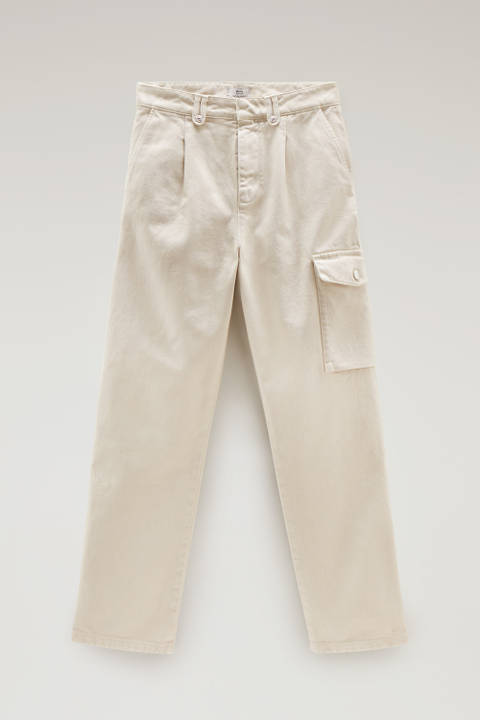 Pantalones cargo teñidos en prenda de sarga de puro algodón Blanco photo 2 | Woolrich