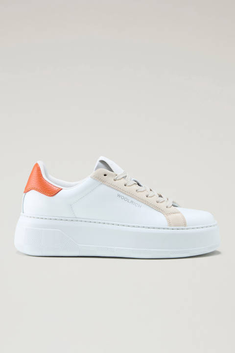 Chunky Court Sneakers in Leather with Contrasting Trim 1500 | Woolrich