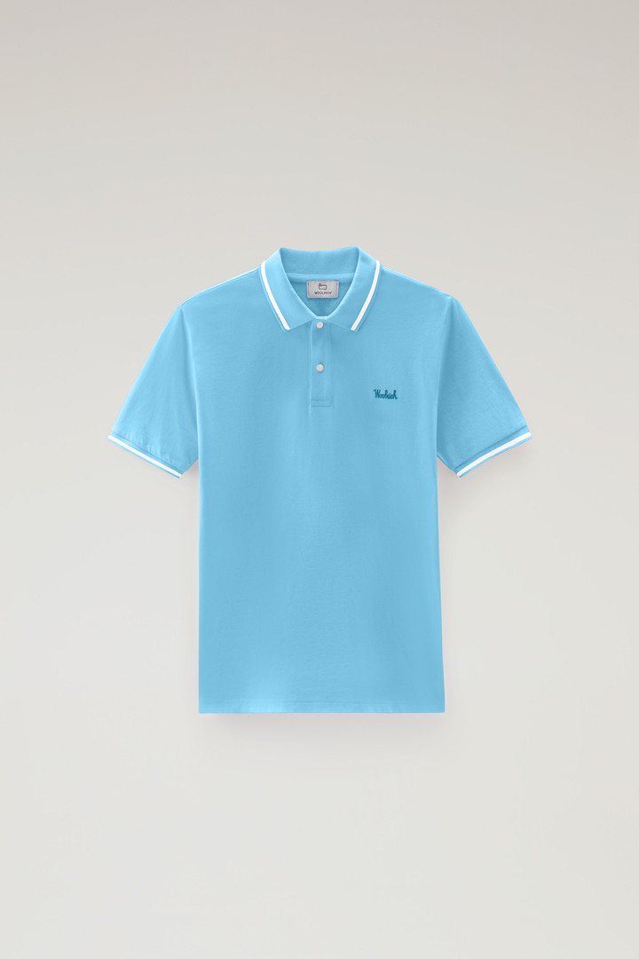 Monterey Polo Shirt in Stretch Cotton Piquet with Striped Edges Blue photo 5 | Woolrich