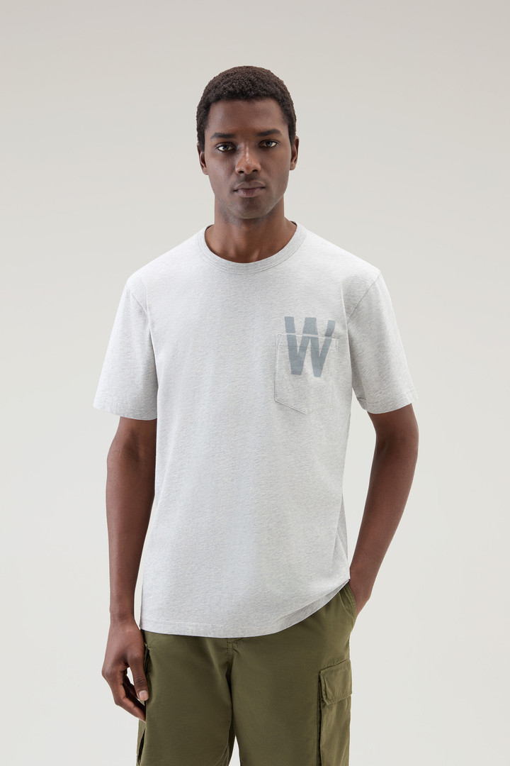 Woolrich Men Pure Cotton T-Shirt with Chest Pocket Grey Size XXL